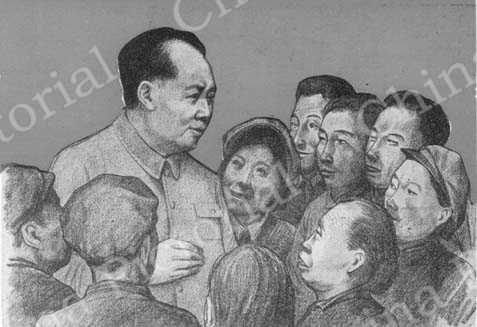 
毛主席和劳动英雄们
邵宇作
